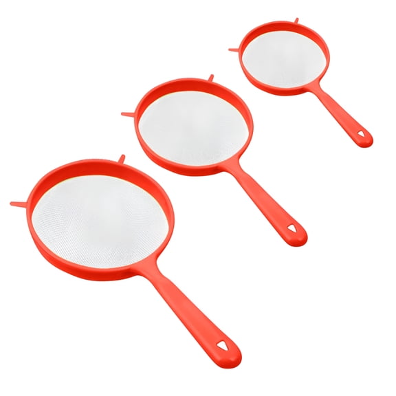 ACDANC Set of 3 Multi Purpose Plastic Strainers with Handle Sieve Mesh Colander Flour Kitchen
