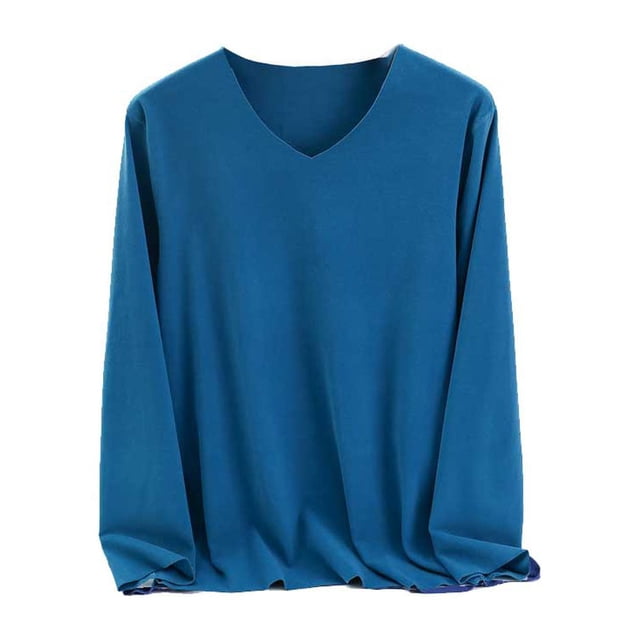 Minnieouse Ropa interior térmica de otoño e invierno, camiseta gruesa de calentamiento de poliéster portátil, ropa informal cómoda de moda, Camisetas lago azul XXL