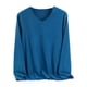 thumbnail image 1 of Guardurnaity Ropa interior térmica de invierno frío, camiseta elástica con cuello en V gruesa y holgada portátil, ropa informal cómoda, Tops Camisetas lago azul 5XL, 1 of 6