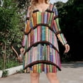 thumbnail image 2 of Bookworm Antique Book Library, Vintage Book Shelf Long Sleeve Dresses For Women Vintage Elegant Party Dress Oversized V-neck Dress S-8XL, 2 of 7