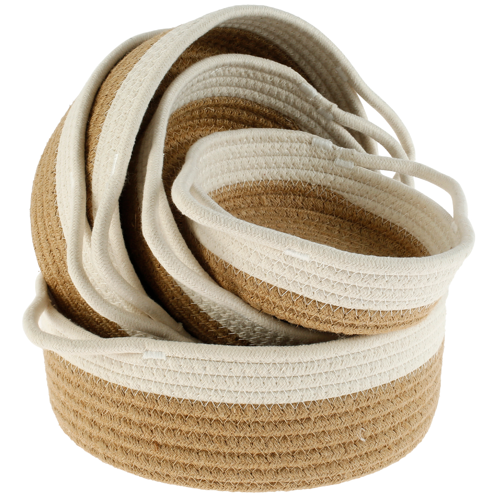 Jokapy 5 Pack Cotton Rope Woven Storage Baskets Round Storage Bins, Brown