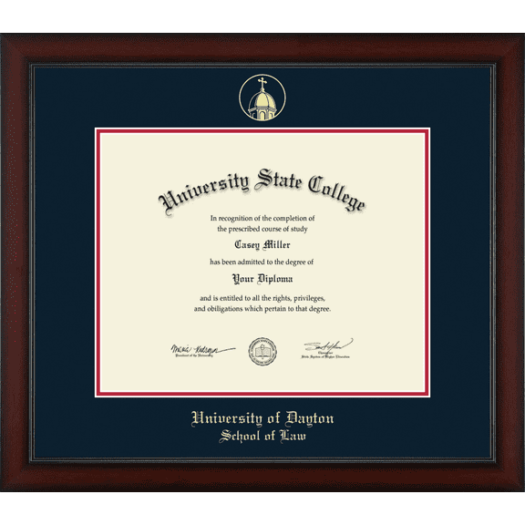 University of Dayton School of Law Diploma Frame, Document Size 15" x 12"
