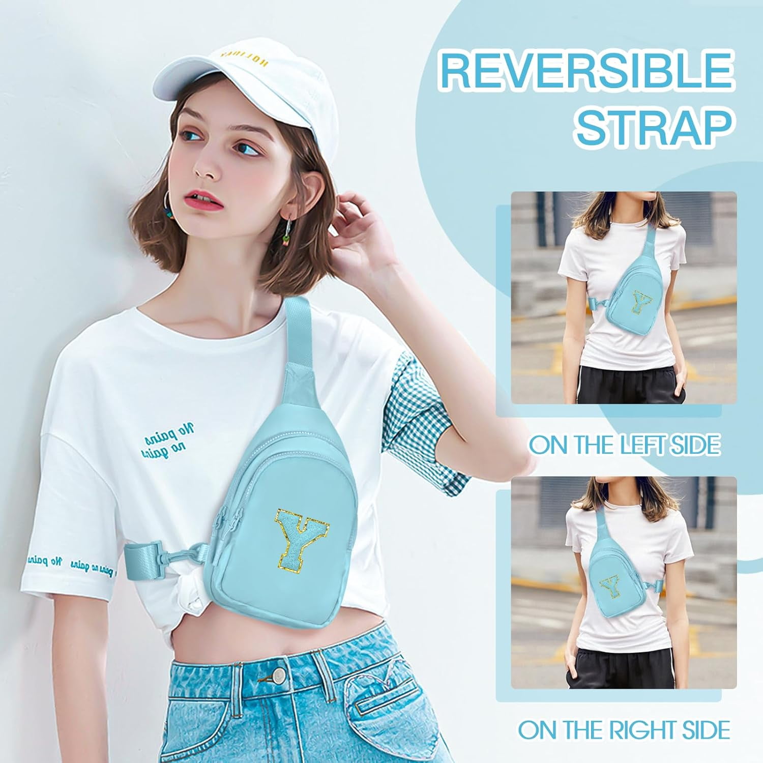 Small Initial Sling Bag for Girls & Women - Cute Crossbody Fanny Pack Birthday Gifts for 7 8 9 10 11 12 13 Year Old Girls