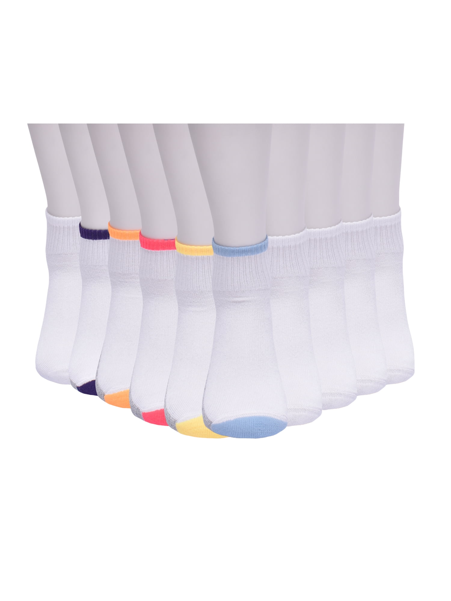 Wonder Nation Girls Cushioned Ankle Socks, 10-Pack