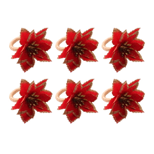 Servilleta Juego De Servilletas De 6 Uds, Servilleta Roja Elegante Con Flores Navideñas Para Fiesta De Cumpleaños Y Boda