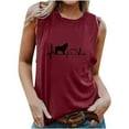 thumbnail image 1 of Tops casuales sexys de verano sin mangas para mujer Tops de chaleco sin mangas con estampado de cuello redondo regular Pompotops  lopia994709, 1 of 4