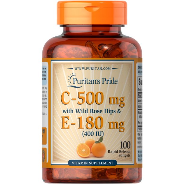 Puritan's Pride Vitamin C and E with Rose Hips, 500 Mg/400 Iu, 100