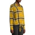 thumbnail image 4 of No Boundaries Juniors' Tie Front Plaid Flannel Shirt, 4 of 6