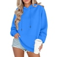 thumbnail image 2 of HAJWOH Womens Hoodies Casual Long Sleeve Drawstring Pullover Oversized Sweatshirt Lightweight Hooded Tops Winter Clothes, 2 of 5