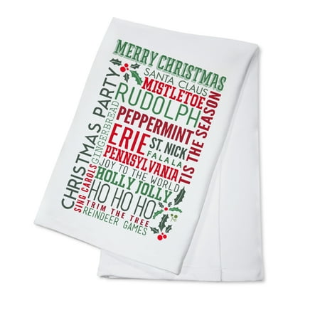 Office Pennsylvania Dutch Christmas Erie, Pennsylvania - Christmas Typography - Lantern Press Artwork (100% Cotton Kitchen Towel) ()