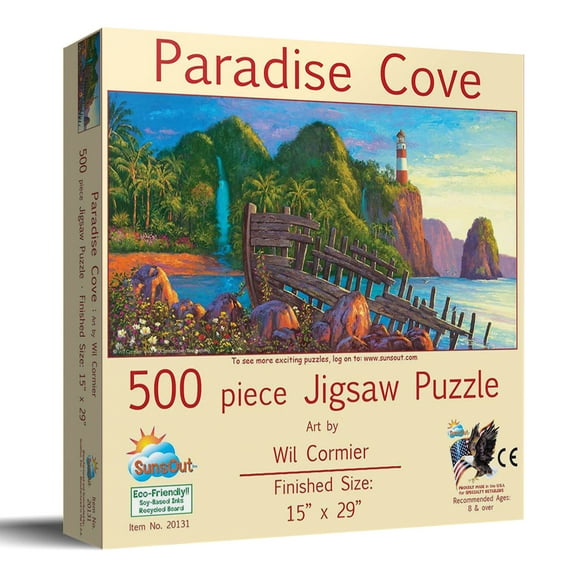 SUNSOUT INC - Paradise Cove - 500 pc Jigsaw Puzzle by Artist: Wil Cormier - Finished Size 15" x 29" - MPN# 20131