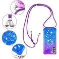thumbnail image 5 of Samsung Galaxy S21 FE (Not S21) Case,Strap Crossbody Gradient Quicksand Bling Sparkle Flowing Liquid Floating with Neck Cord Lanyard Strap Cover for Samsung Galaxy S21 FE LSGS Purple Navy, 5 of 7