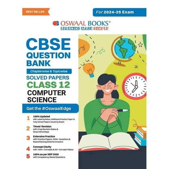 Oswaal CBSE Question Bank Class 12 Computer Science, Chapterwise and Topicwise Solved Papers For Board Exams 2025, (Paperback)