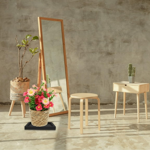 DRAFIDEEP Plant Pots Pan 1Pack 22.6X22.6X3.5in In Black Plastic For Indoor And Outdoor