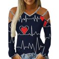thumbnail image 2 of ICHUANYI Liquidación Blusa de manga larga sin tirantes con cuello en V y hombros descubiertos para mujer ICHUANYI WER202308244778, 2 of 5