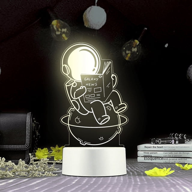 Lámpara de noche con forma de astronauta y luz de noche con forma de niña, con enchufe luminoso