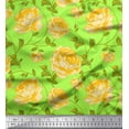 thumbnail image 1 of Soimoi Japan Crepe Satin Fabric Leaves & Rose Floral Printed Fabric 1 Yard 42 Inch Wide, 1 of 1
