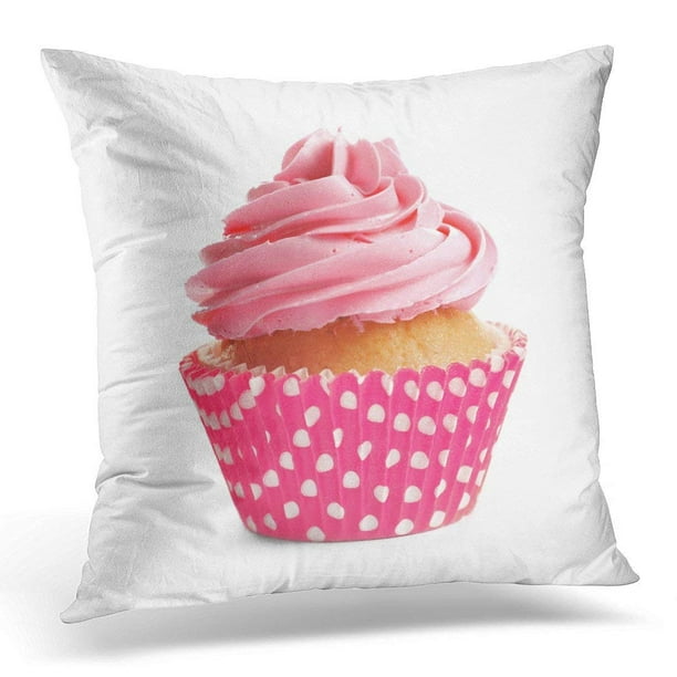 ARHOME Pink Frosting Yummy Cupcake on White Appetizing Pillow Case ...