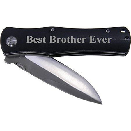 Best Brother Ever Folding Pocket Knife - Great Gift for Birthday, or Christmas Gift for a brother (Black