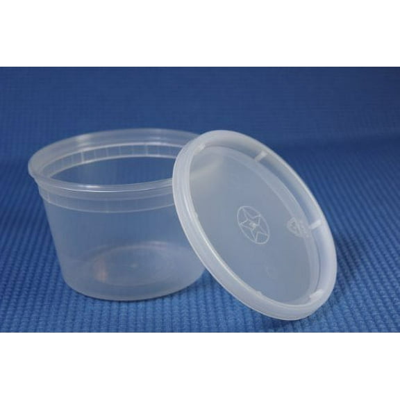 NineChef Bundle - Deli Food Storage Containers with Lids 16 Ounce 50 Count   1 NineChef Brand Long Handle Spoon