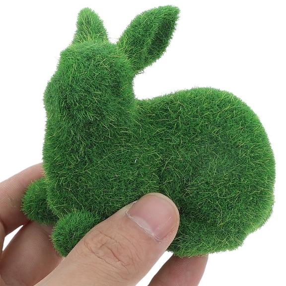 Luxshiny Green Flocked Easter Bunny Statue for Home Patio Lawn and Tabletop Display
