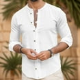 thumbnail image 2 of Mens T-shirts Male Spring And Autumn Solid Color Long Sleeve Shirt Stand Button Shirt Lady Long Sleeve Swim Men Workout T Shirts Men Summer plus Size Turtleneck Yoga Short Athletic White XL, 2 of 5