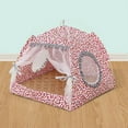 thumbnail image 4 of Tvtnvo Pet Nest Foldable Semi Enclosed Yurt Pet Tent Dog House Removable Washable Mat Breathable Polyester for All Seasons Indoor Use for Small Dogs and Pets Easy To Store and Carry Pink 14.6 in, 4 of 6
