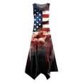 thumbnail image 5 of Women's Independence Day Patriotic Dress Print Sleeveless Retro Irregular Hem Pleated A-Line with Pocket Sundress Black S, 5 of 5