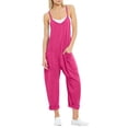 thumbnail image 1 of TrendOFT Jumpsuits For Women Casual Summer Solid Loose Pocket Spaghetti Strap Wide Leg Womens Overalls Rompers Hot Pink S, 1 of 5