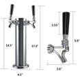 thumbnail image 2 of Kegerator Tower Dispenser Double Tap Draft Beer Tower Beer Tap Tower 3" Diameter with Beer Faucet Beer Hose Assemle Beer Tower Kit for Beer Keg Kegging System by PERA, 2 of 6