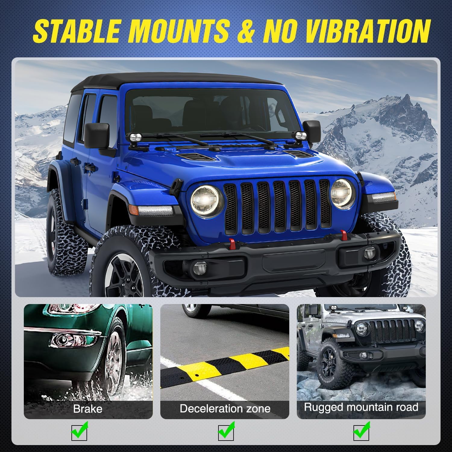 Nilight 7.3" Light Mounting Bracket Hood Cowl Mount Brackets for Front A-Pillar Auxiliary Offroad Led Pod Light Work Lights on 2018-2023 Jeep Wrangler JL/JLU 2020-2023 Gladiator JT