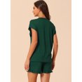 thumbnail image 3 of DARING DIVA Women's Lounge Pajamas Short Sleeve Tops with Shorts Pockets M Green, 3 of 6