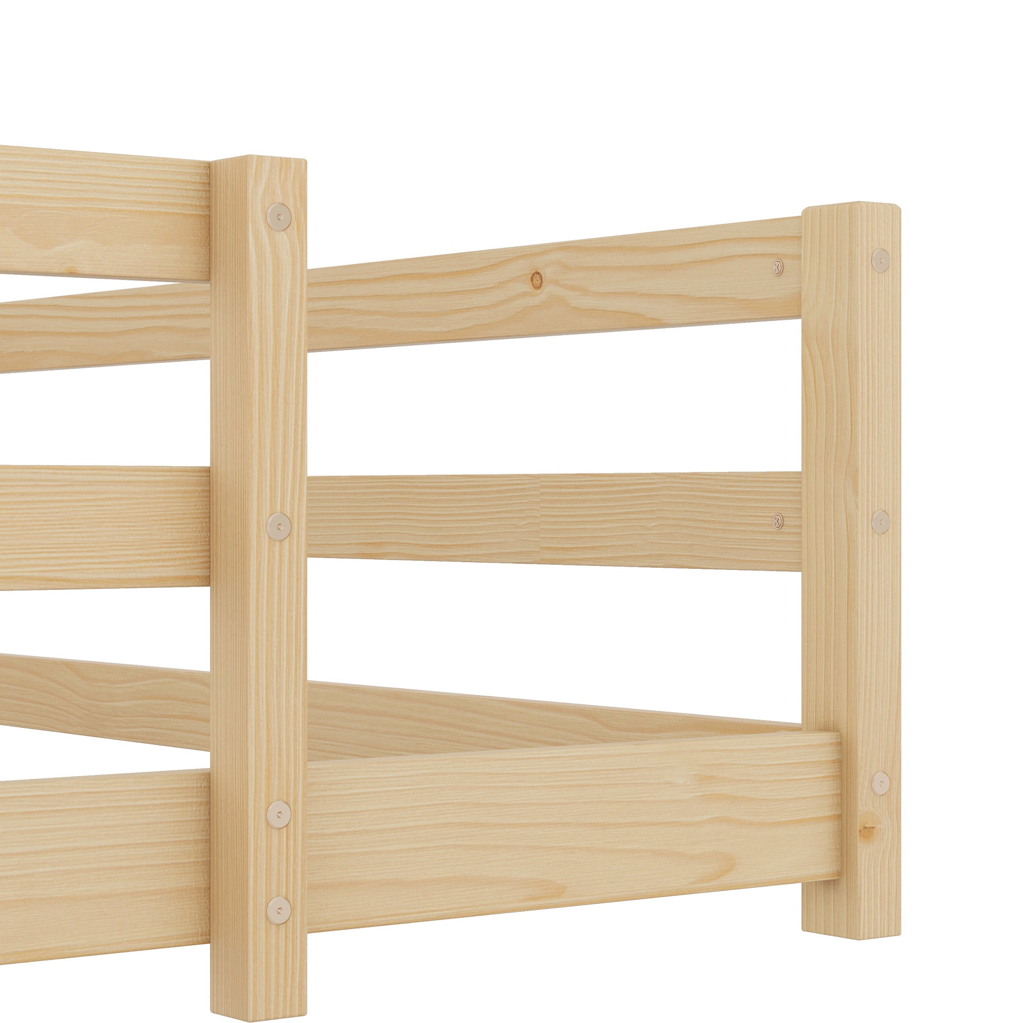 Sesslife Full Size Floor Bed with Door and Fence, Wood Full Floor Platform Bed with Slats, Full Montessori Bed for Boys Girls, No Box Spring Needed, Oak