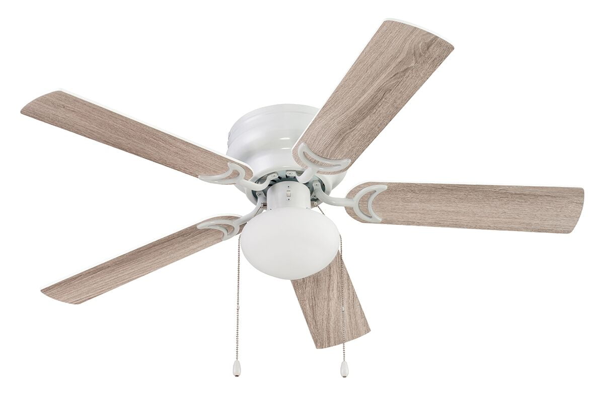 White W 42" Mainstays Hugger Indoor Ceiling Fan with Light 