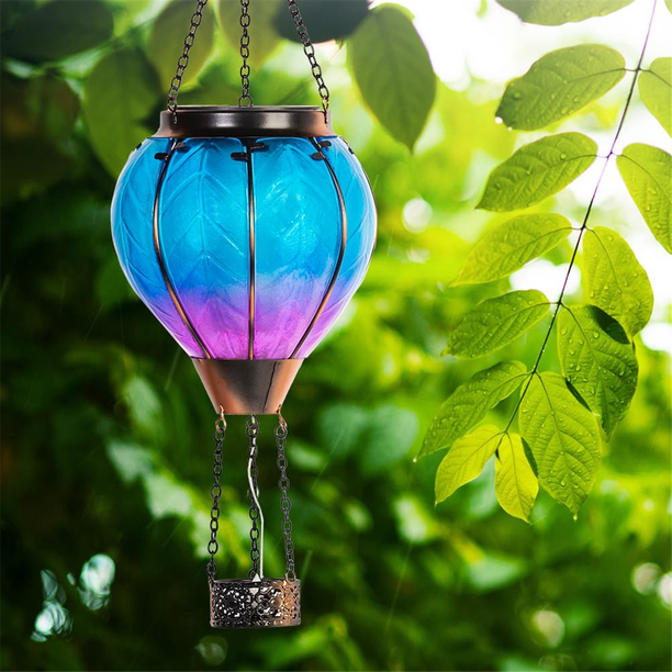 Lanterne solaire en montgolfière - Flamme vacillante à suspene - Lampes Lanterne solaire en montgolfière - Flamme vacillante à suspene - Lampes
