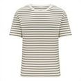 thumbnail image 1 of Pntutb Mode pour Femmes Hauts d'Été Mode Blouses Décontractées pour Femmes T-Shirt à Rayures Col Rond Haut à Manches Courtes Rabais, 1 of 5