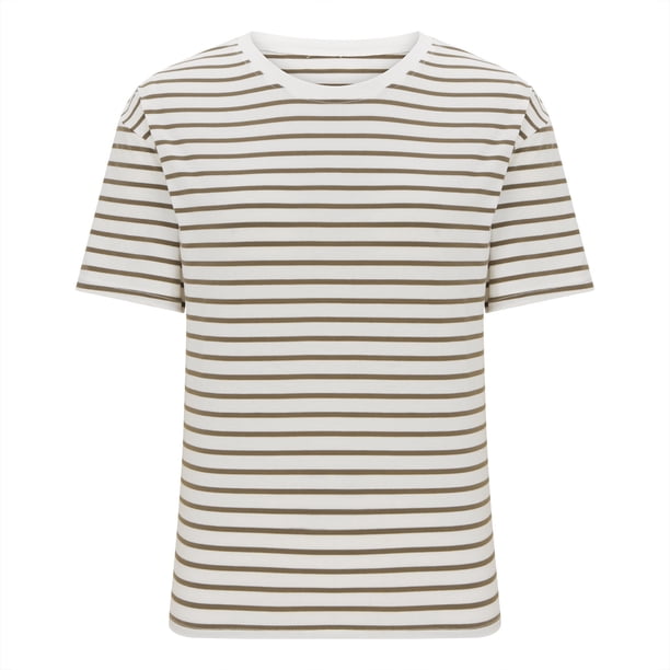Camisetas de Manga Corta para las Mujeres Blusas Casuales Camiseta a Rayas Cuello Redondo, Blusas de Manga Corta para las Mujeres
