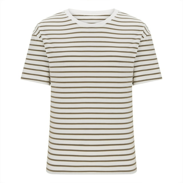 Pntutb Mode pour Femmes Hauts d'Été Mode Blouses Décontractées pour Femmes T-Shirt à Rayures Col Rond Haut à Manches Courtes Rabais