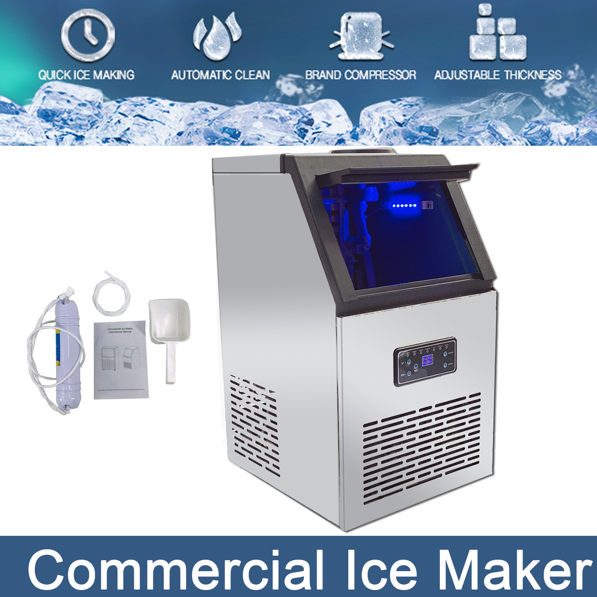 Portable Countertop Ice Maker Machine Digital Control Panel Ice Cube ...