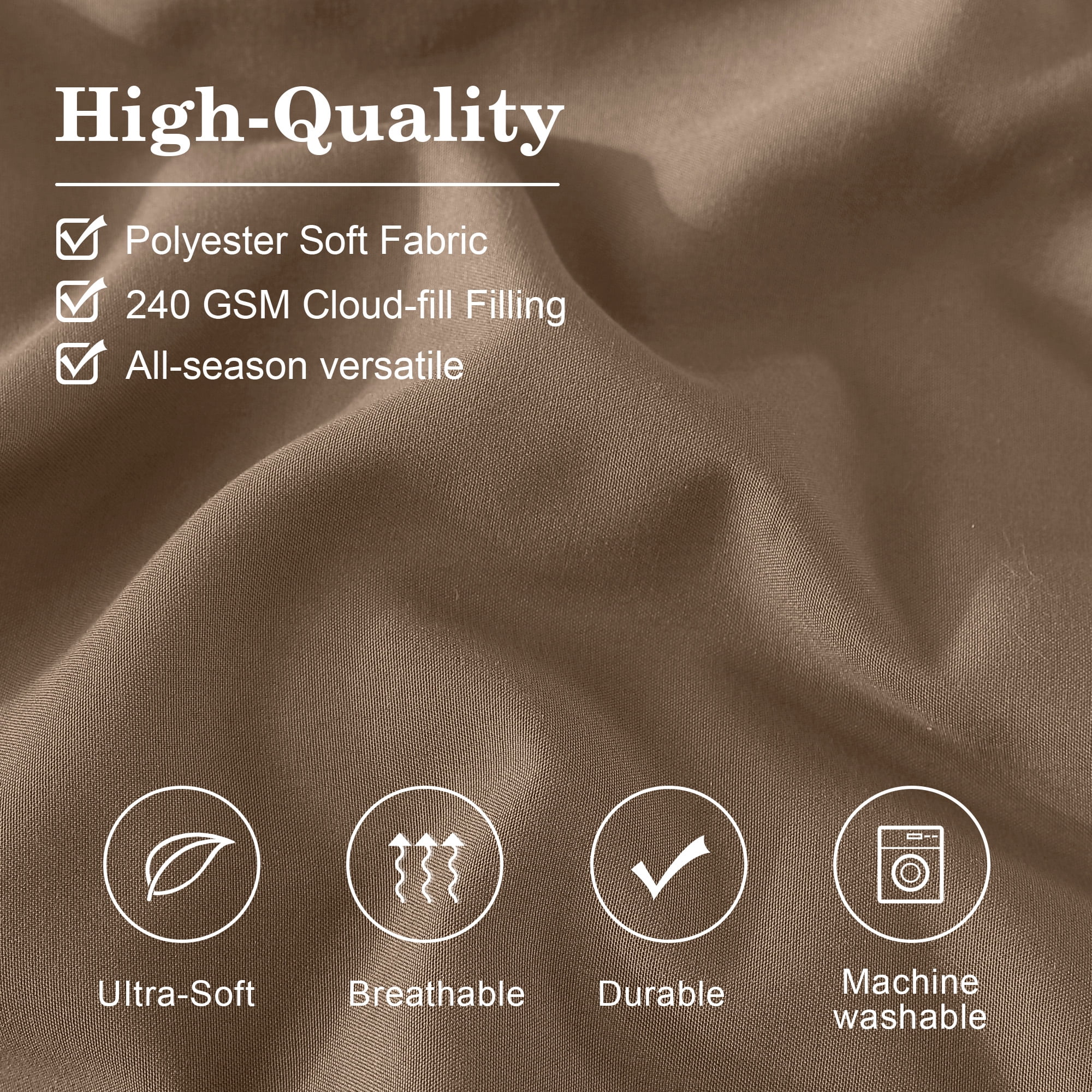 Amberspace 7-piece Bed in a Bag Comforter Set with Sheets,Deep Brown,Queen