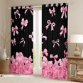 thumbnail image 2 of Feelyou Kawaii Bow-tie Black Out Curtains, Black Pink Curtains Pack of 2 (42x63 Each), 2 of 6