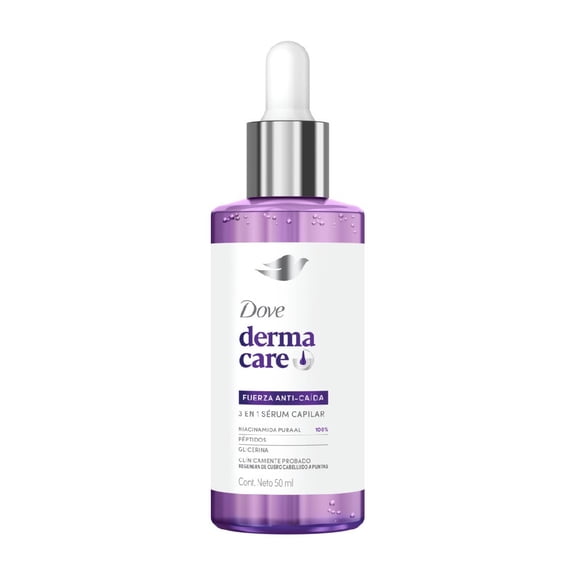 Serum capilar Dove Derma Care fuerza anti-caída con niacinamida  3 en 1, 50 ml