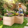 thumbnail image 2 of Costway 24'' L-Shaped Deep Root Planter Box Wooden Raised Garden Bed with Open-Ended Base, 2 of 9