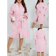 thumbnail image 2 of Michellecmm Women Fall Winter Fleece Robe Floral Print Long Sleeve Shawl Collar Plush Warm Plus Size Bathrobes with Belt, 2 of 8