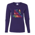 thumbnail image 2 of Wild Bobby Be A Kind Human Positive Inspirational Slogan Inspirational/Christian Women Graphic Long Sleeve Tee, Purple, Small, 2 of 6