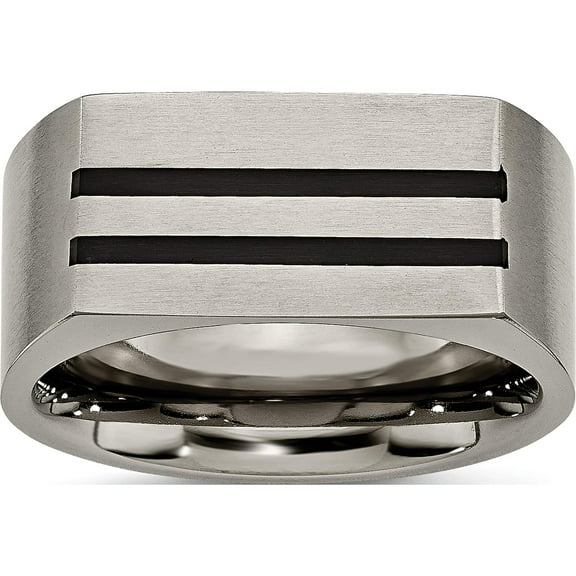 Titanium Brushed Black Enamel Stripes 10mm Band (Size 8) Made In China tb250-8