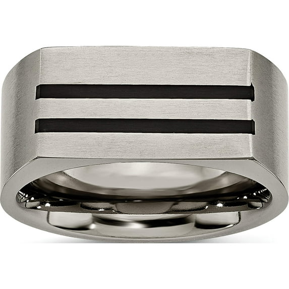 Titanium Brushed Black Enamel Stripes 10mm Band (Size 8) Made In China tb250-8