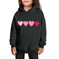 thumbnail image 3 of yoeyez Girls Cute Heart Hooded Sweatshirts Teen Kids Oversized Soft Cozy Hoodies Long Sleeve Pullover Tops Back to School Clothes Black,3 Years, 3 of 6