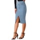 thumbnail image 4 of Faldas de lápiz midi de mezclilla de alta cintura para mujer INSPIRE CHIC M azul claro, 4 of 6