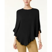 Karen Scott Women's Asymmetric Ruffled Poncho Black Size SM